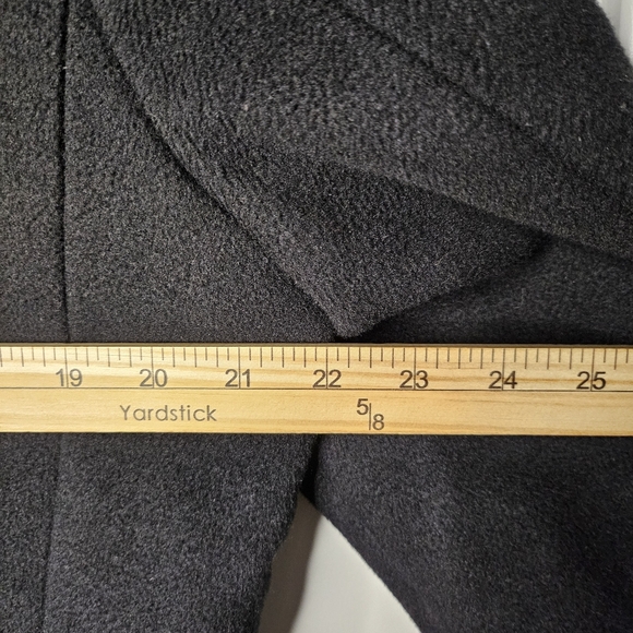 Men’s Jet Black Wool Blend Car Coat Tailored Classic Minimalist Jacket Size Med - Picture 14 of 16